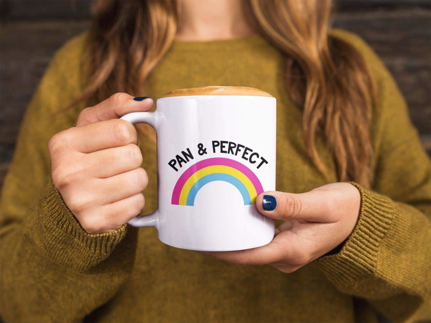 Man drinking from Rainbow & Co Mood: Gay & Tired Mug