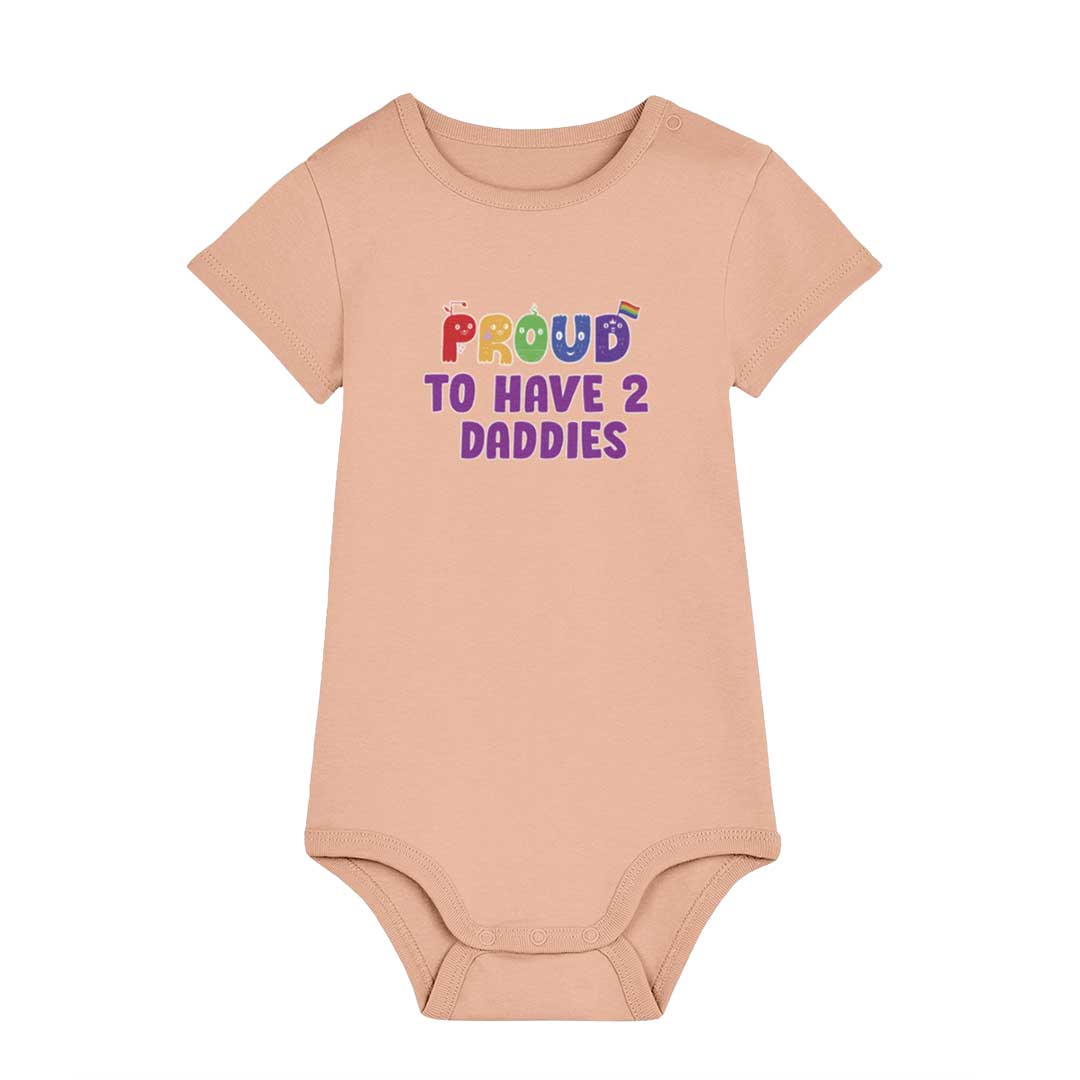 Proud To Have 2 Daddies - Pride Baby Bodysuit - Peach
