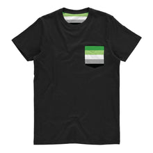 Load image into Gallery viewer, Aromantic Pride Flag Pocket T Shirt | Rainbow &amp; Co