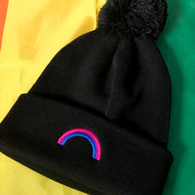Load image into Gallery viewer, Bisexual Pride Bobble Hat in Black