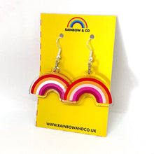 Load image into Gallery viewer, Lesbian Pride Dangle Earrings | Rainbow &amp; Co