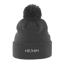 Load image into Gallery viewer, He Him Pronouns Beanie | Grey | Rainbow &amp; Co