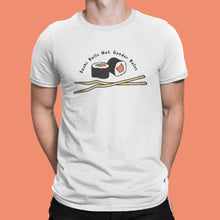 Load image into Gallery viewer, Man Wearing White Sushi Rolls Not Gender Roles T Shirt