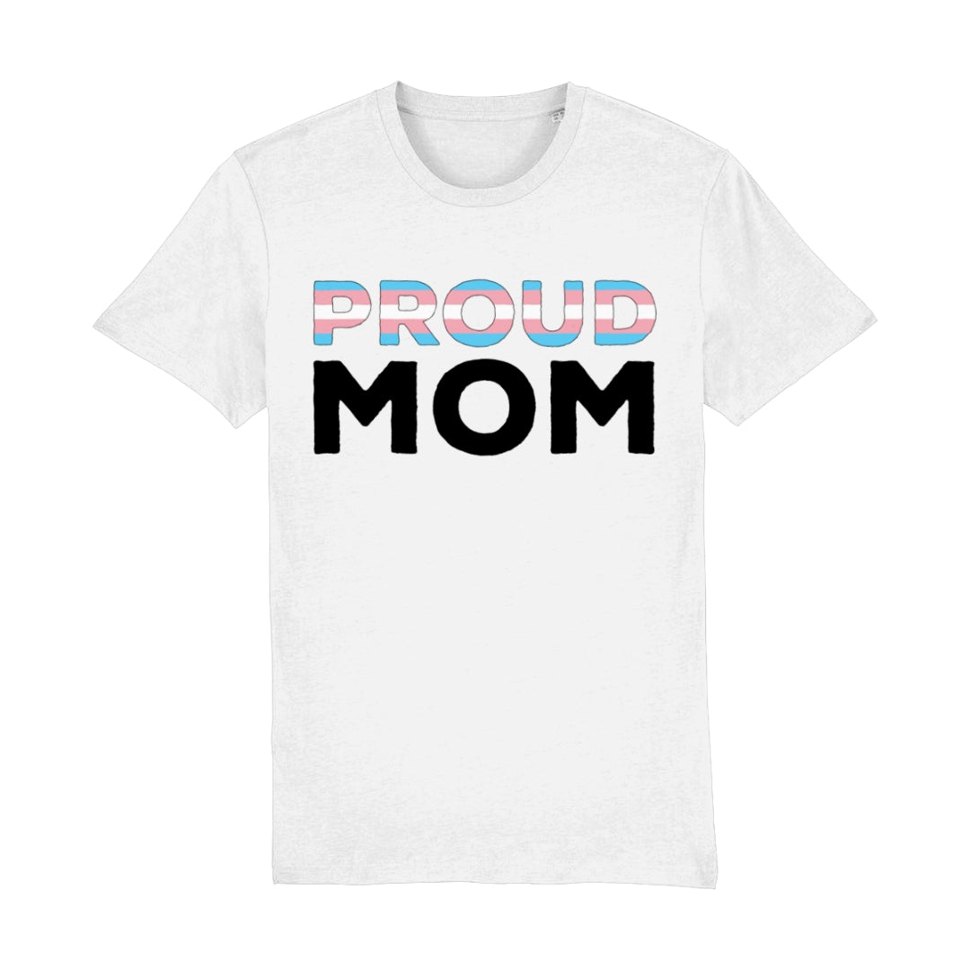 Proud Mom Transgender Flag T Shirt | White | Rainbow & Co