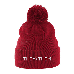 They Them Pronouns Beanie | Red | Rainbow & Co