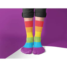 Load image into Gallery viewer, LGBTQ Pride Rainbow Flag Tube Socks | Rainbow &amp; Co