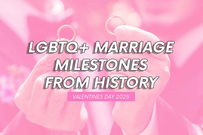 A vibrant banner featuring two hands holding wedding rings with a pink overlay. The bold text reads, 