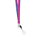 Lanyard in the colours of the bisexual flag with a dog clip attached to the bottom.