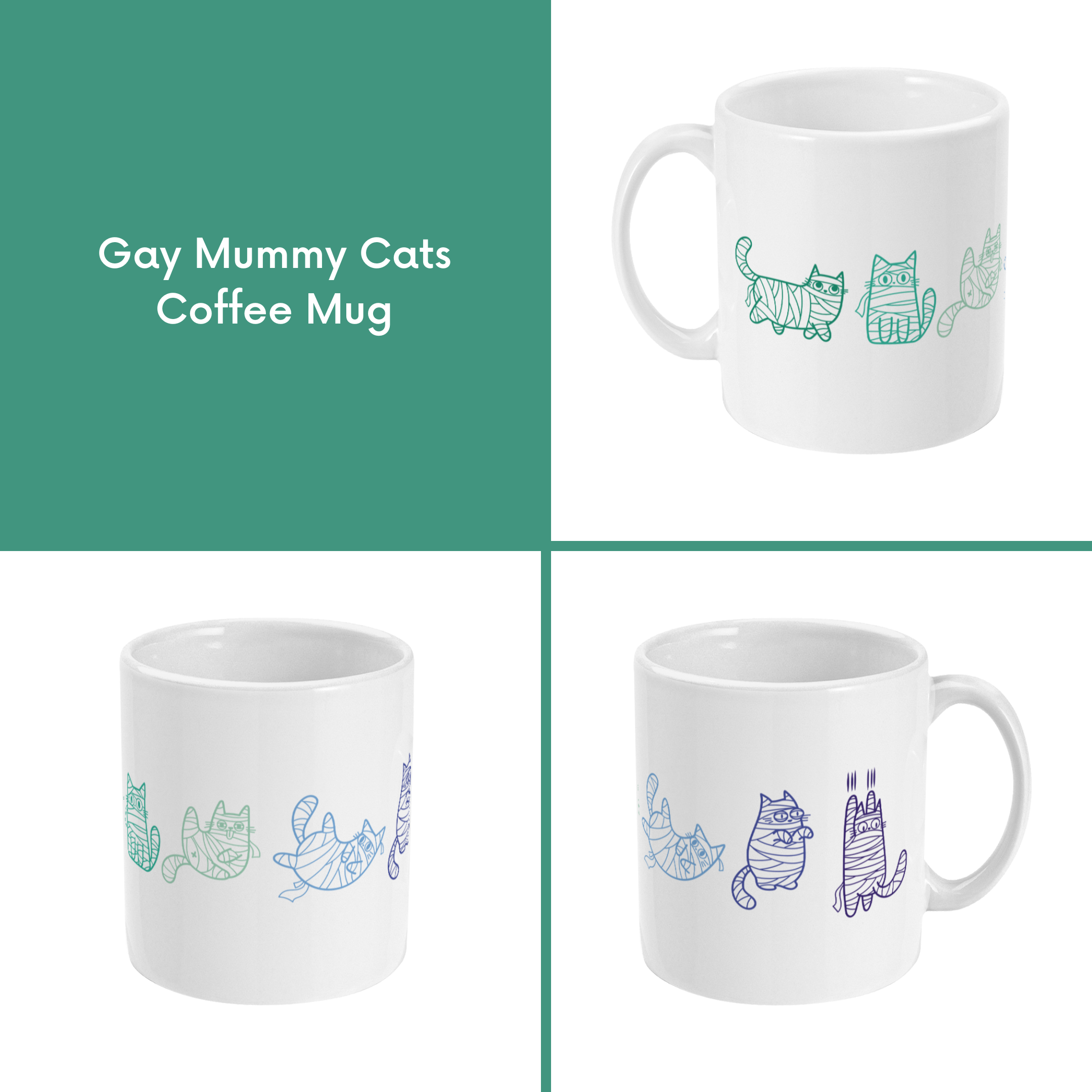 Subtle Pride Halloween Mummy Cats Coffee Mug