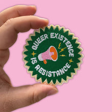 Load image into Gallery viewer, Queer Existence is Resistance Iron On Patch