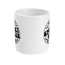 Load image into Gallery viewer, A white ceramic mug displaying a black circular design on the front. The design reads &quot;In My Spooky Queer Era Est. 1692&quot; in a bold, dripping font, surrounded by bats and skulls, referencing Taylor Swift&#39;s &#39;The Era&#39;s Tour&#39; with a spooky twist.