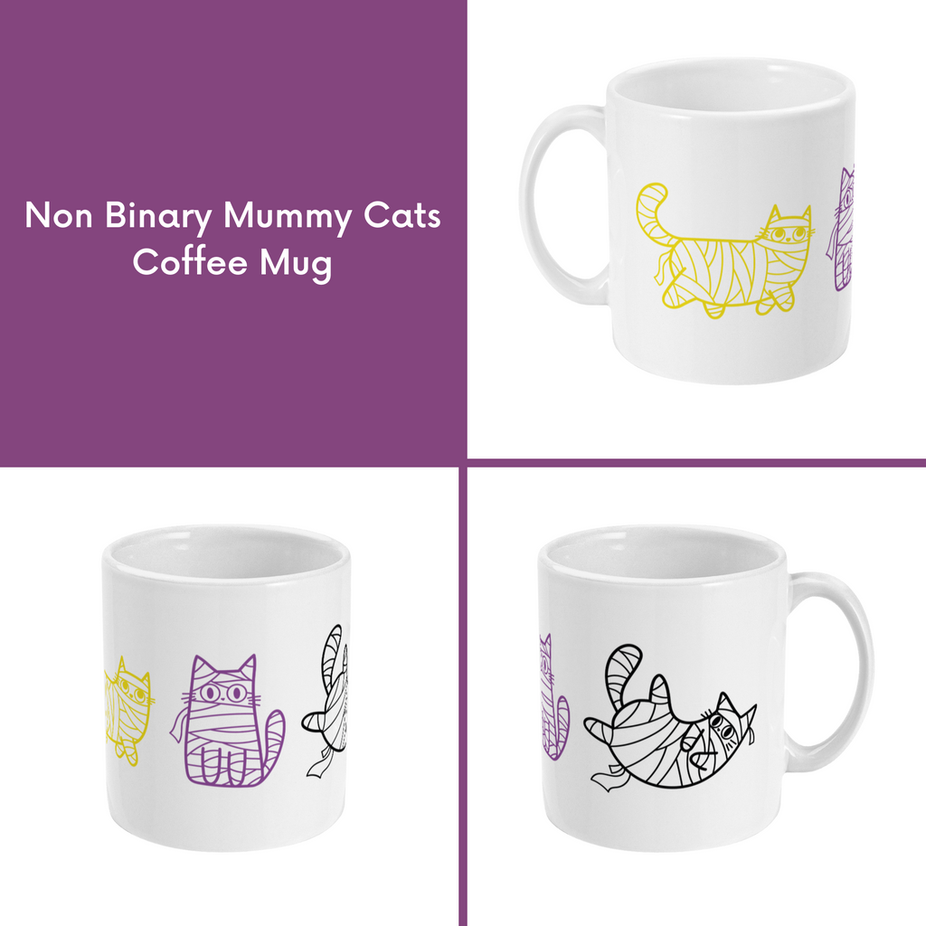 Subtle Pride Halloween Mummy Cats Coffee Mug