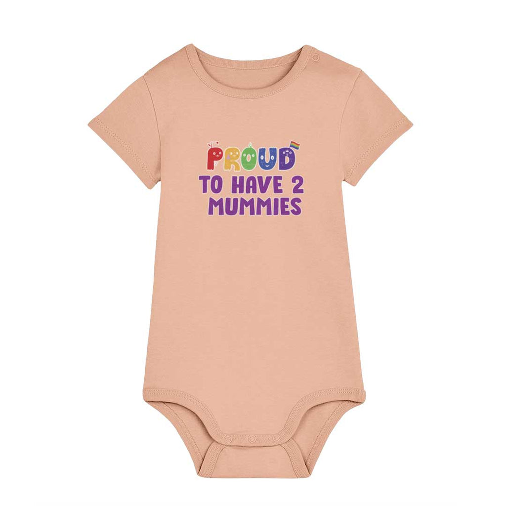 Proud To Have 2 Mummies - Pride Baby Bodysuit - Peach
