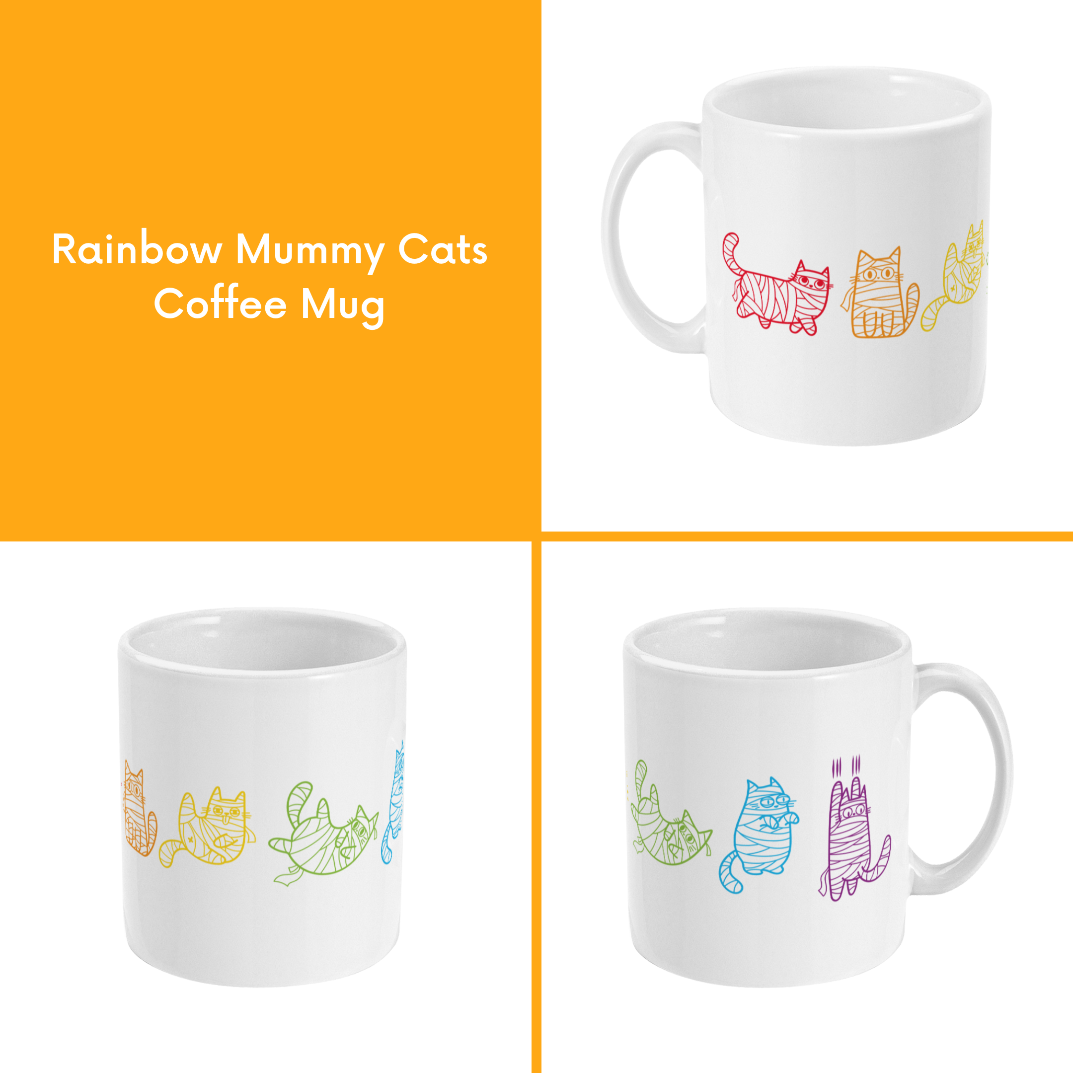 Subtle Pride Halloween Mummy Cats Coffee Mug