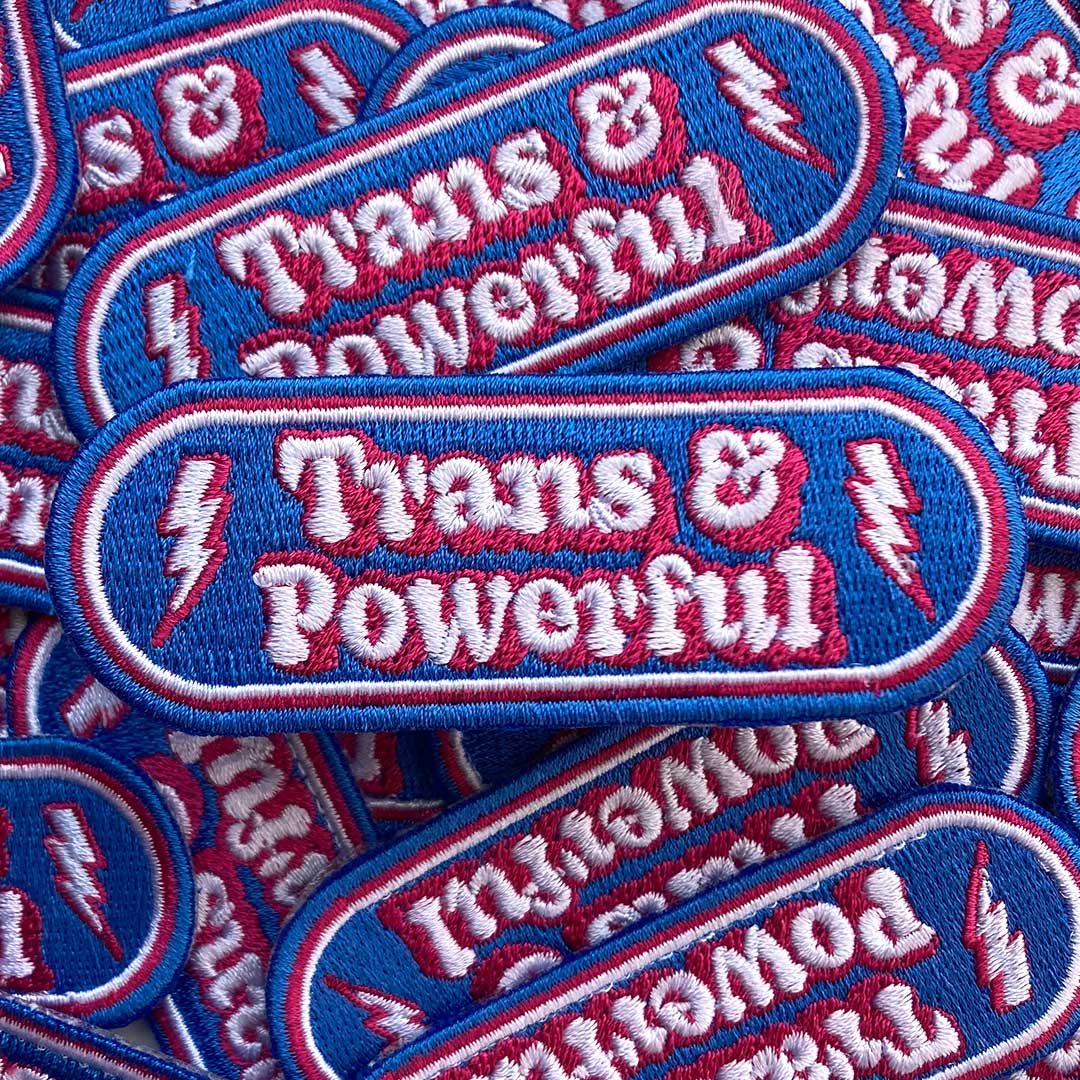 Trans & Powerful Iron On Patch | Trans Pride Patches – Rainbow & Co