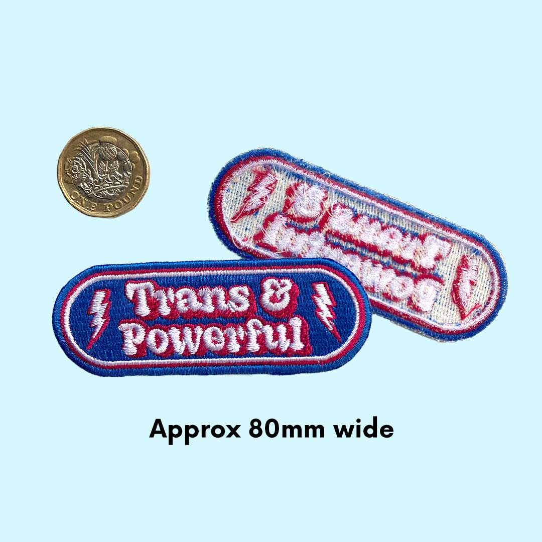 Trans & Powerful Iron On Patch | Trans Pride Patches – Rainbow & Co