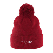 Load image into Gallery viewer, Ze Hir Pronouns Beanie | Red | Rainbow &amp; Co