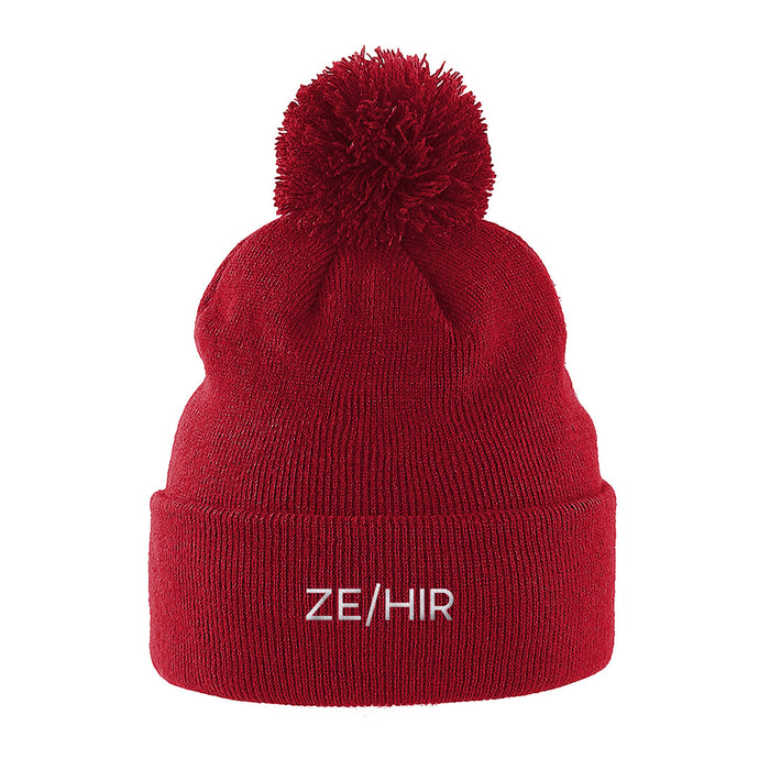 Ze Hir Pronouns Beanie | Red | Rainbow & Co