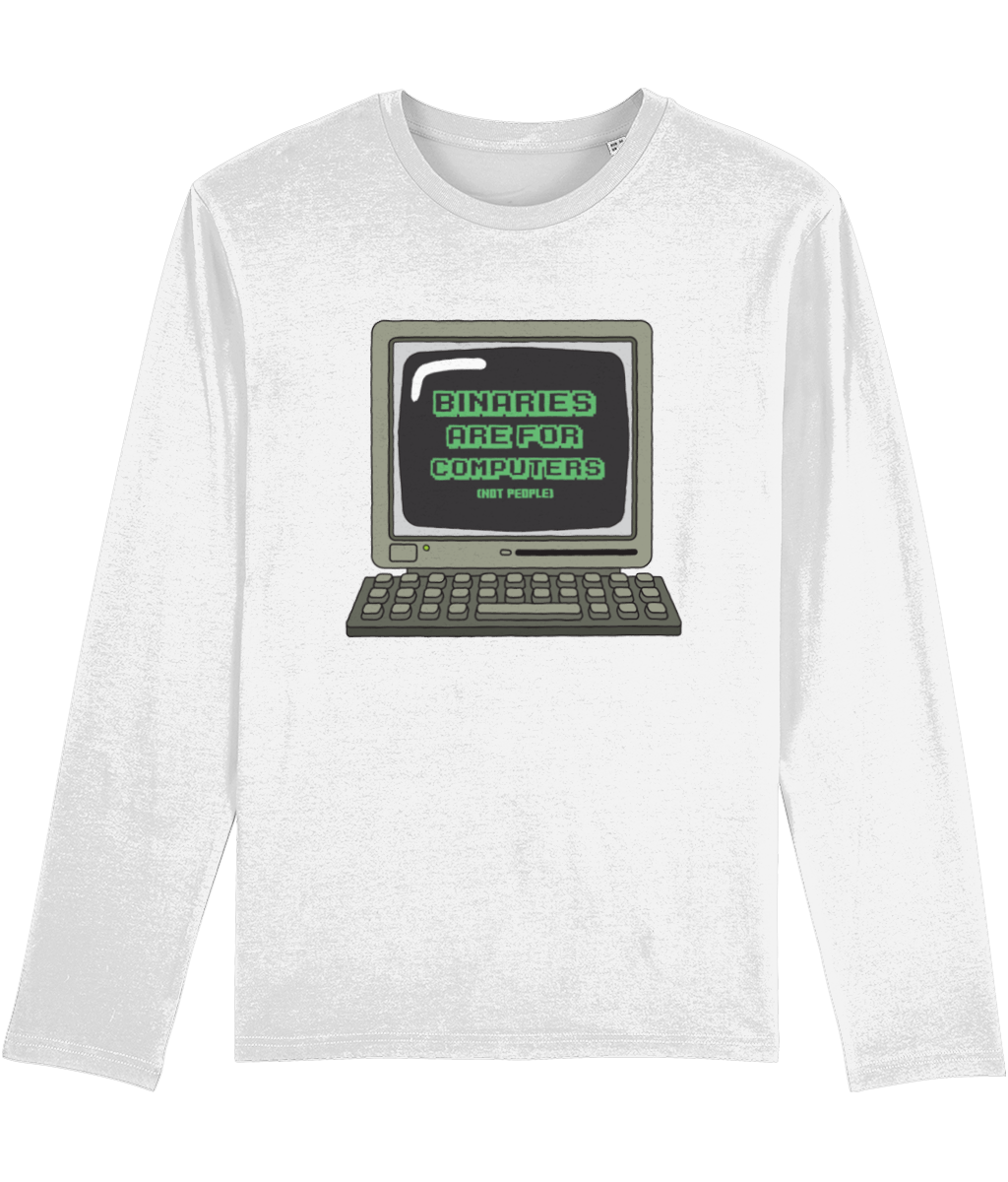 Binaries Are For Computers | Long Sleeve Non Binary Pride Shirt | Rainbow & Co