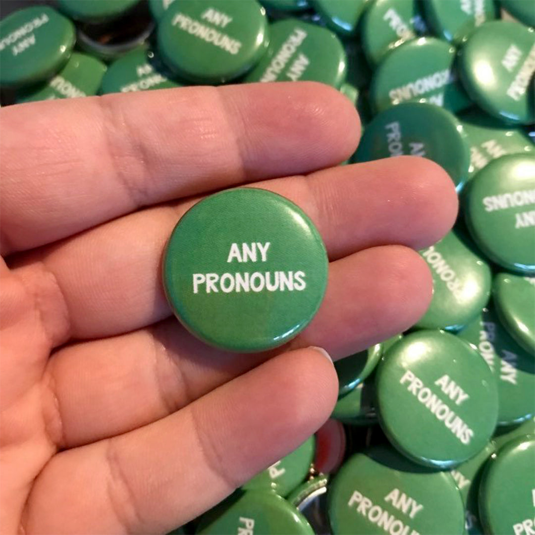 Any Pronouns Badge All Pronouns Pin Badge Rainbow And Co