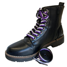 Load image into Gallery viewer, Asexual Shoelaces in a Black Leather Boot | Rainbow &amp; Co