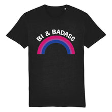 Load image into Gallery viewer, Bisexual Pride T Shirt | Bi &amp; Badass | Rainbow &amp; Co