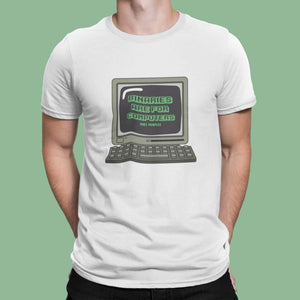 Man wearing White Binaries Are For Computers T Shirt