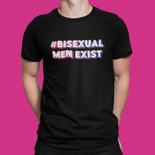 Load image into Gallery viewer, Bisexual Men Exist Hashtag Shirt | Bi Pride | Rainbow &amp; Co