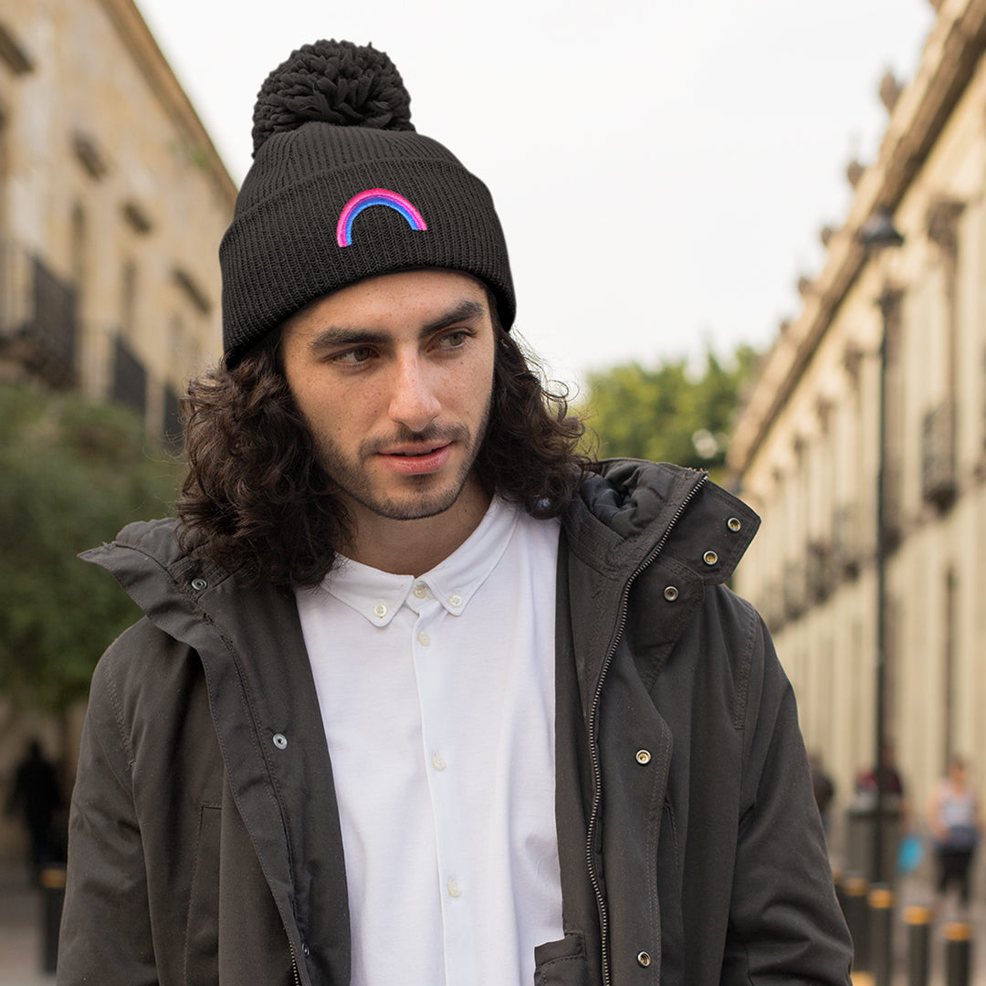 Man wearing a Bisexual Beanie Hat