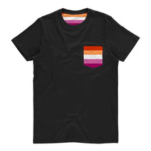 Load image into Gallery viewer, Lesbian Pride Flag Pocket T Shirt | Rainbow &amp; Co