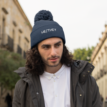 Load image into Gallery viewer, Navy Blue He/They Pronoun Bean Hat | Rainbow &amp; Co
