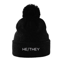 Load image into Gallery viewer, He/They Pronouns Beanie Hat | Rainbow &amp; Co