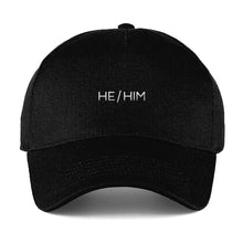 Load image into Gallery viewer, He Him Baseball Cap | Black | Rainbow &amp; Co