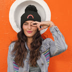 Woman Wearing Lesbian Pride Beanie Hat