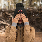 Woman Wearing Lesbian Pom Pom Beanie Hat