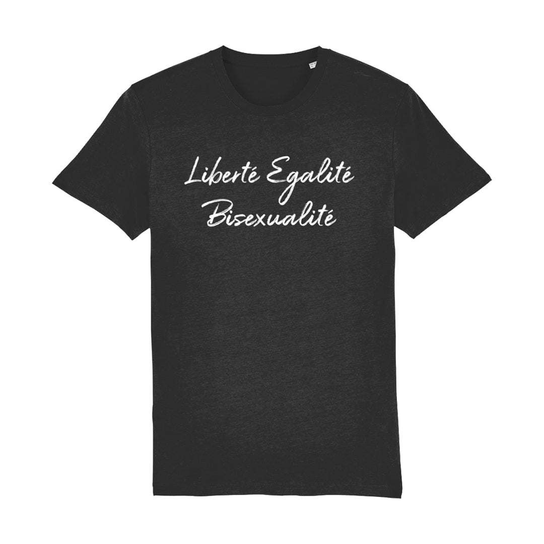 Liberté Egalité Bisexualité T Shirt in Black | Rainbow & Co