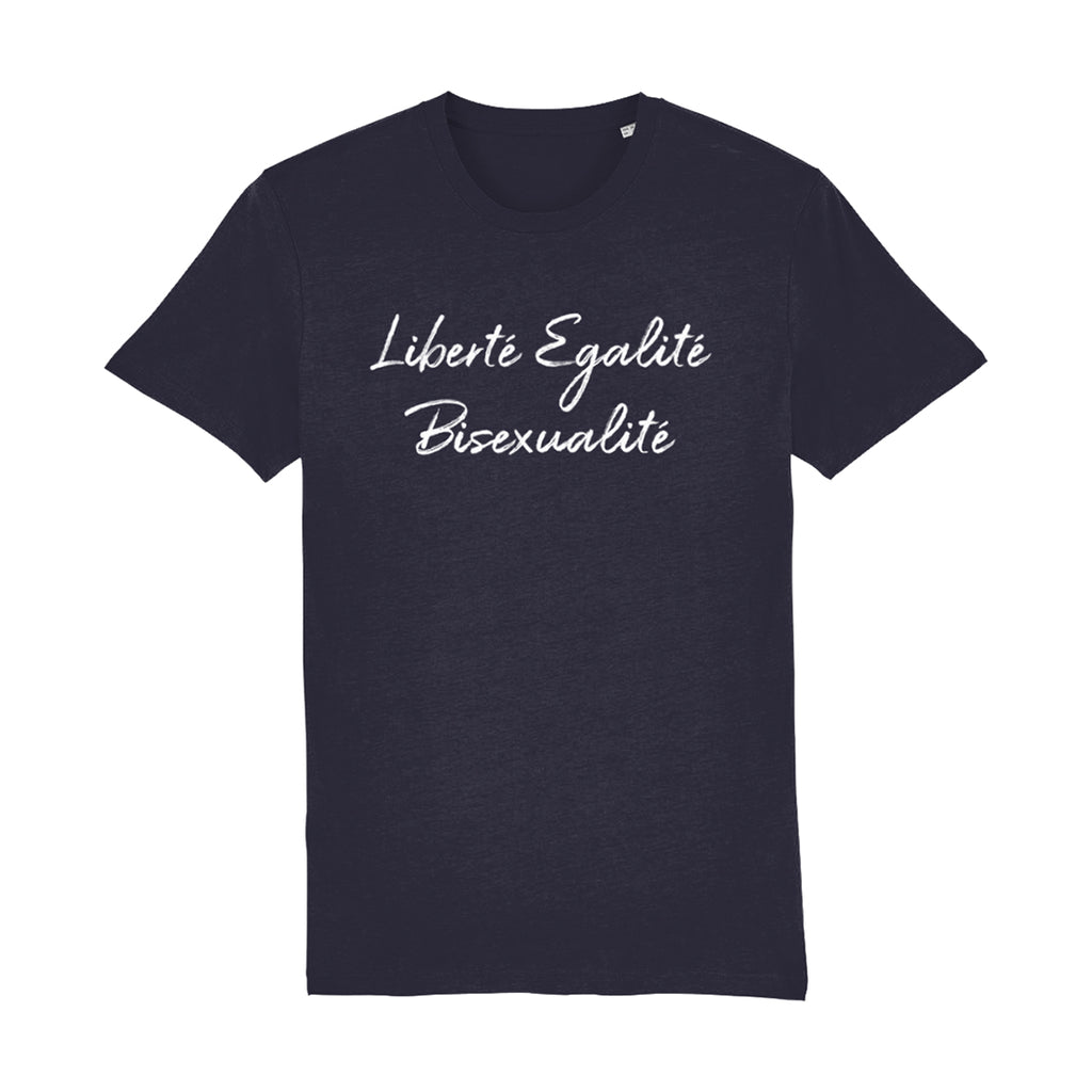 Liberté Egalité Bisexualité T Shirt in Navy | Rainbow & Co