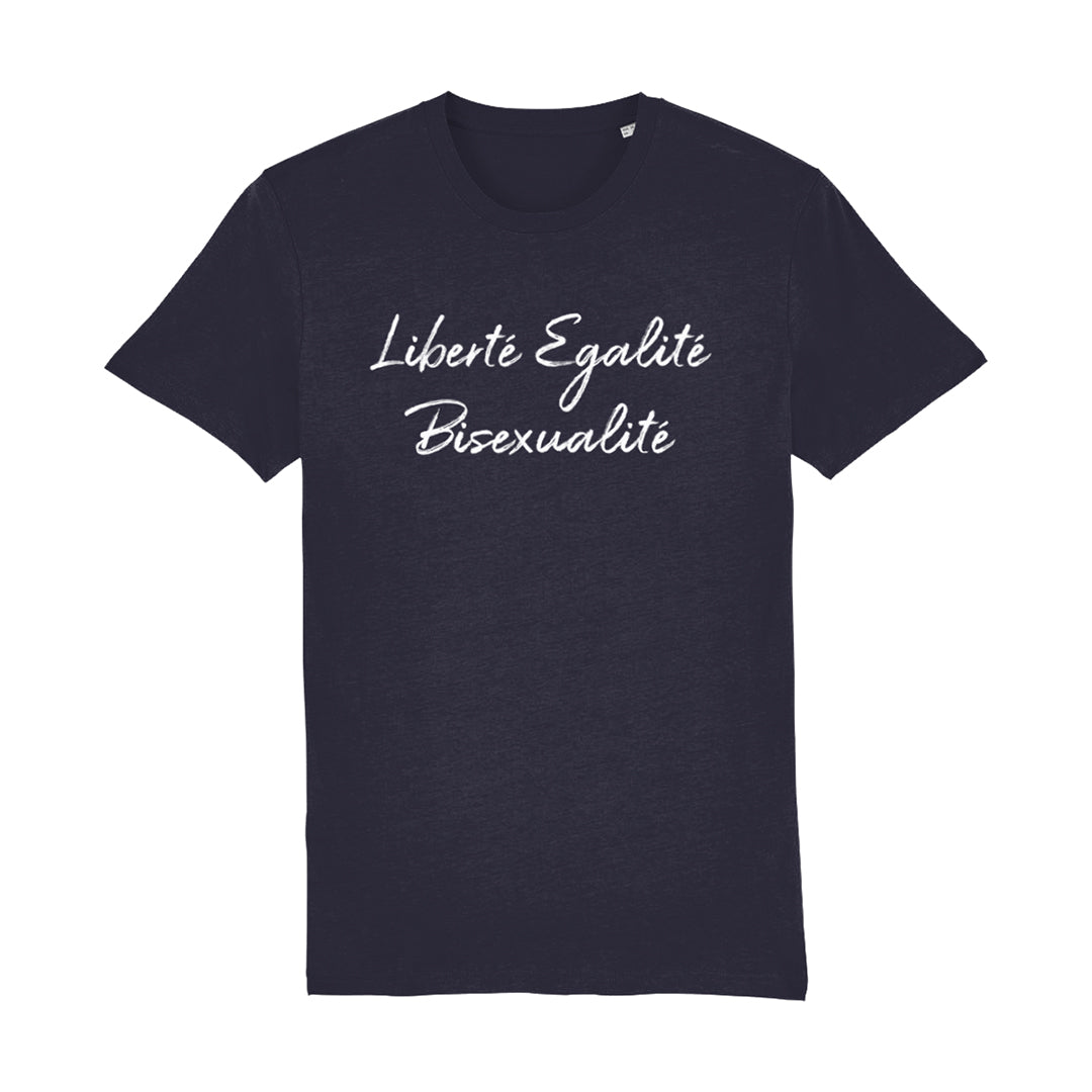 Liberté Egalité Bisexualité T Shirt in Navy | Rainbow & Co