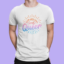 Load image into Gallery viewer, Man Wearing White Wish You Were Queer T Shirt