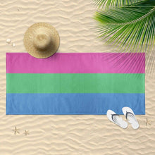Load image into Gallery viewer, Polysexual Flag Beach Towel | Rainbow &amp; Co