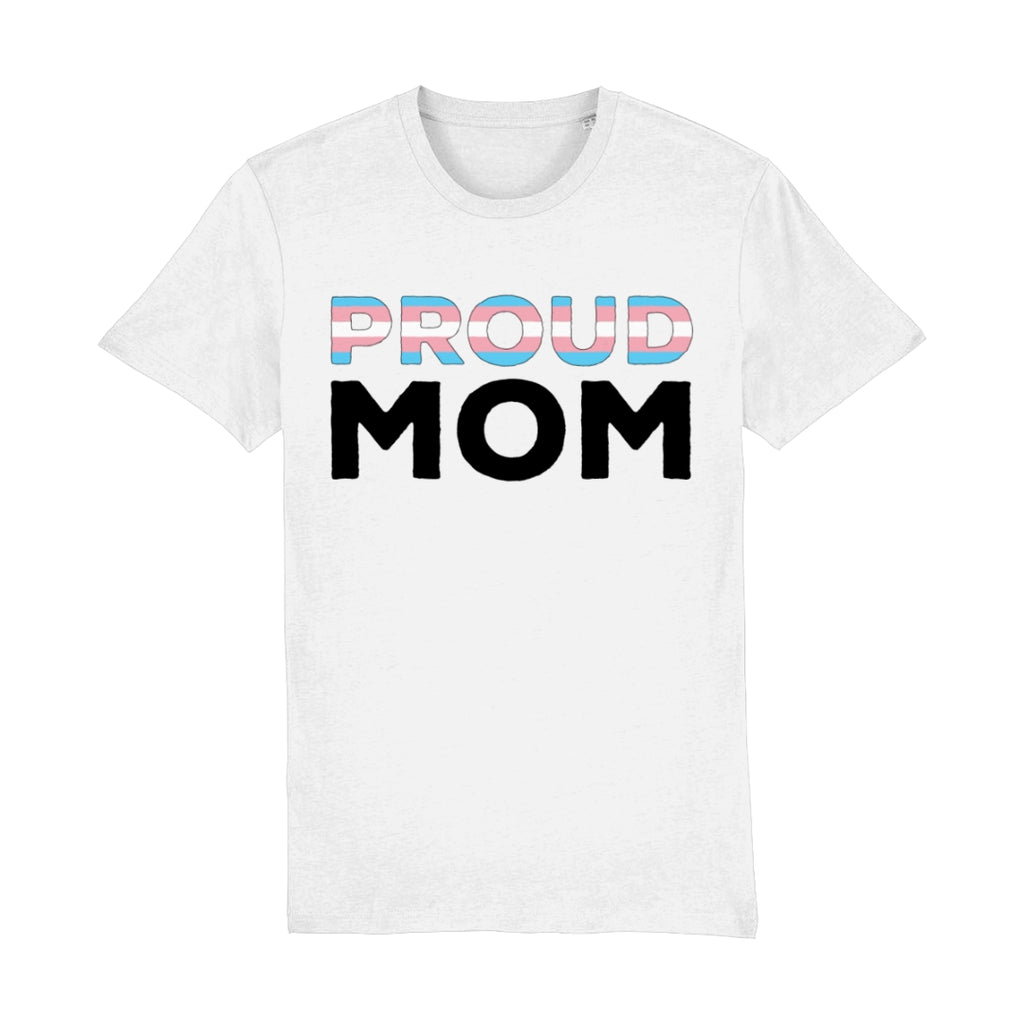 Proud Mom Transgender Flag T Shirt | White | Rainbow & Co