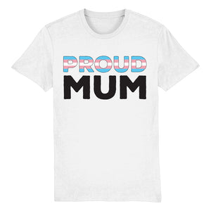 Proud Mum Transgender Flag T Shirt | White | Rainbow & Co