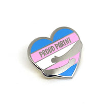 Load image into Gallery viewer, Proud Parent Trans Flag Enamel Pin | Rainbow &amp; Co