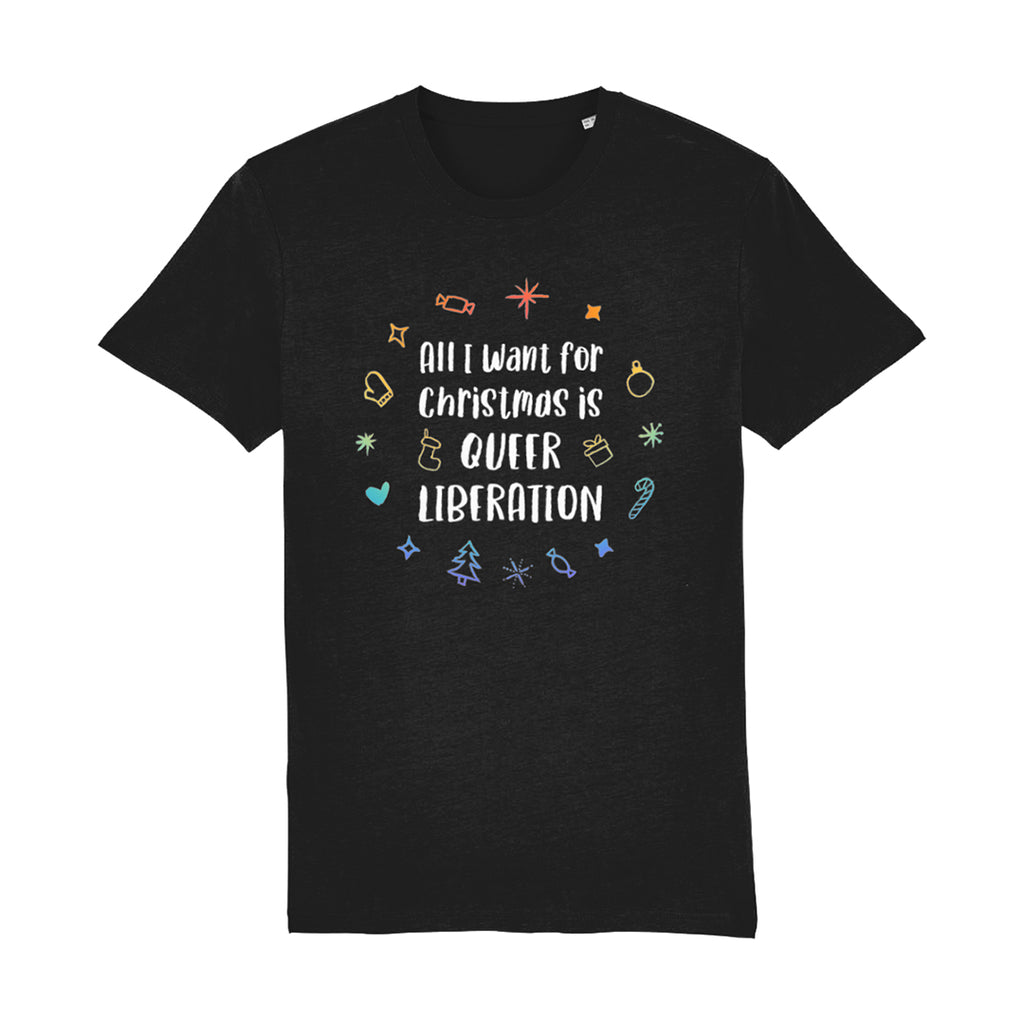 Queer Christmas T Shirt | Black | Rainbow & Co