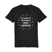 Load image into Gallery viewer, Queer Christmas T Shirt | Black | Rainbow &amp; Co