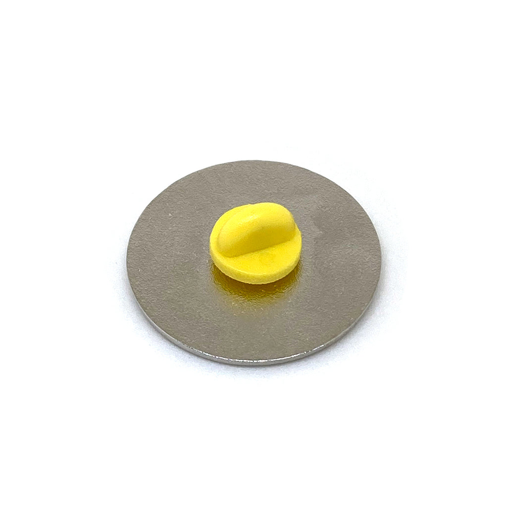 Back of Queer Love is Magic Pin with Yellow Rubber Pinback | Rainbow & Co