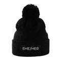 She Her Pronouns Beanie | Black | Rainbow & Co