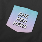 She Her Pronouns Shirt | Blue | Rainbow & Co