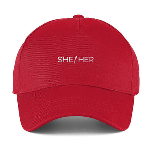 She Her Baseball Cap | Red | Rainbow & Co
