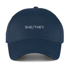 Load image into Gallery viewer, She They Baseball Cap | Navy | Rainbow &amp; Co